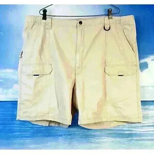 WRANGLERS Mens KHAKI TAN Denim Shorts CARGO Zip Pockets BELT CLIP size 46